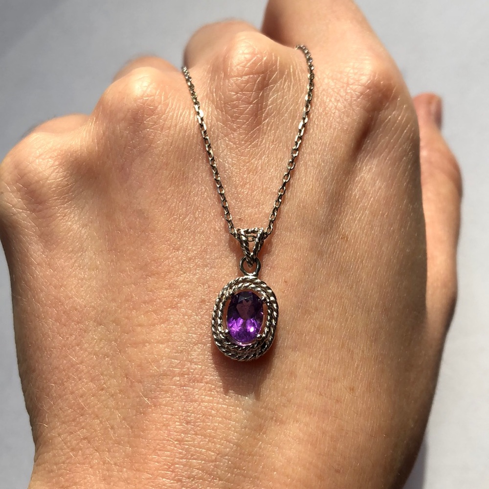 Amethyst Pendant Sterling Silver Necklace